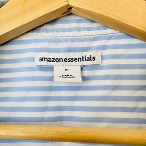 Basic blue and white stripes 3/4 sleeve shirt